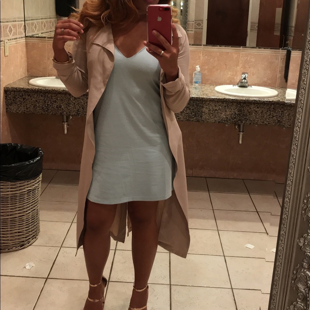F21 SUEDE BLUE MINI CAMI DRESS